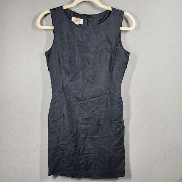 Talbots 100% Silk Dress Womens 6 Petite Black Sleeveless Sheath Cocktail Party - Picture 1 of 8